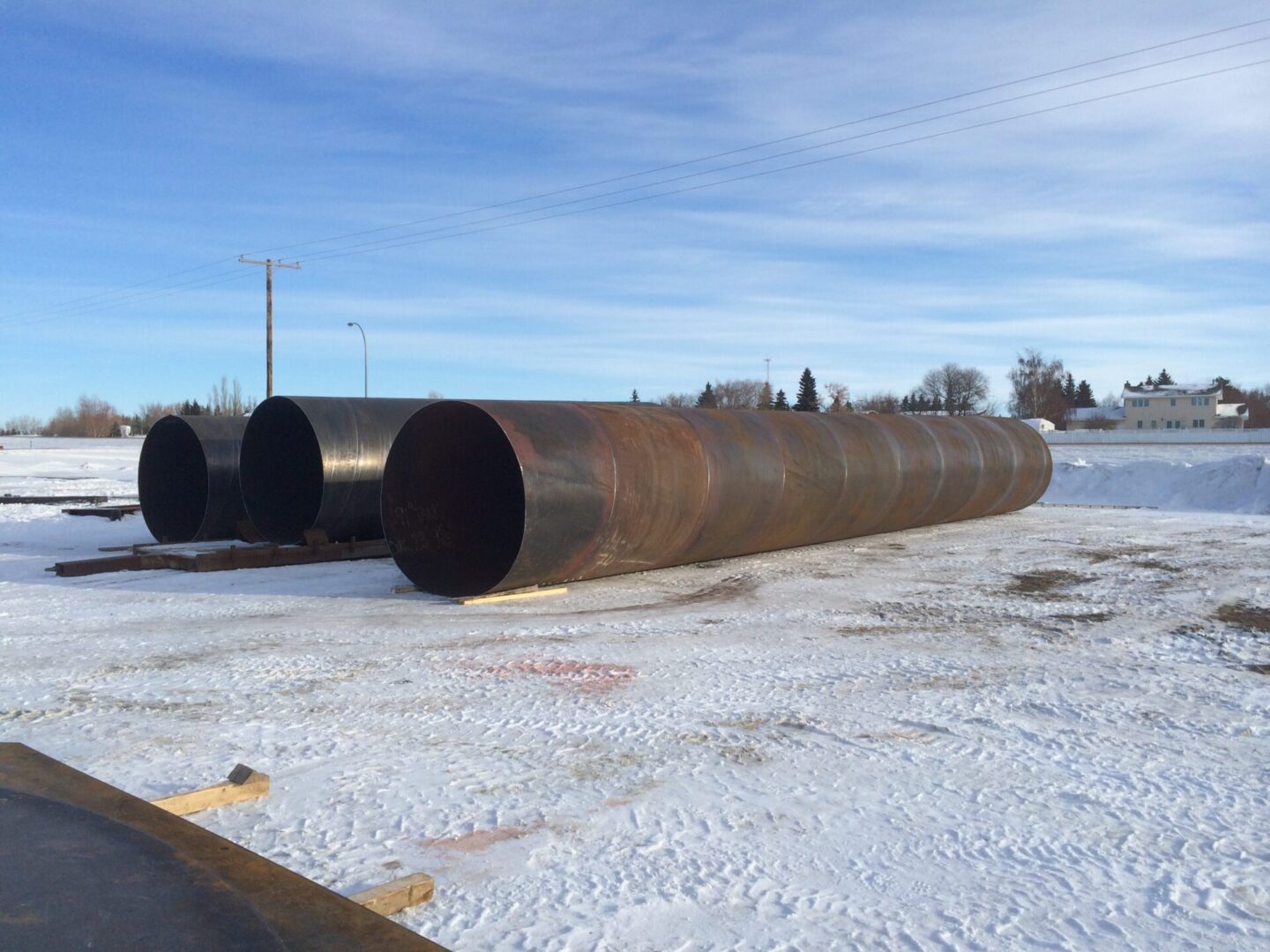 Three large pipes placed together