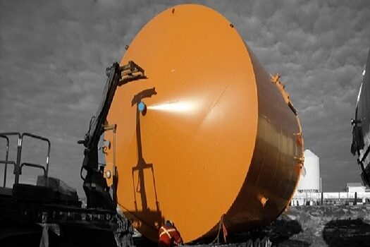 A close-up shot of orange color tank